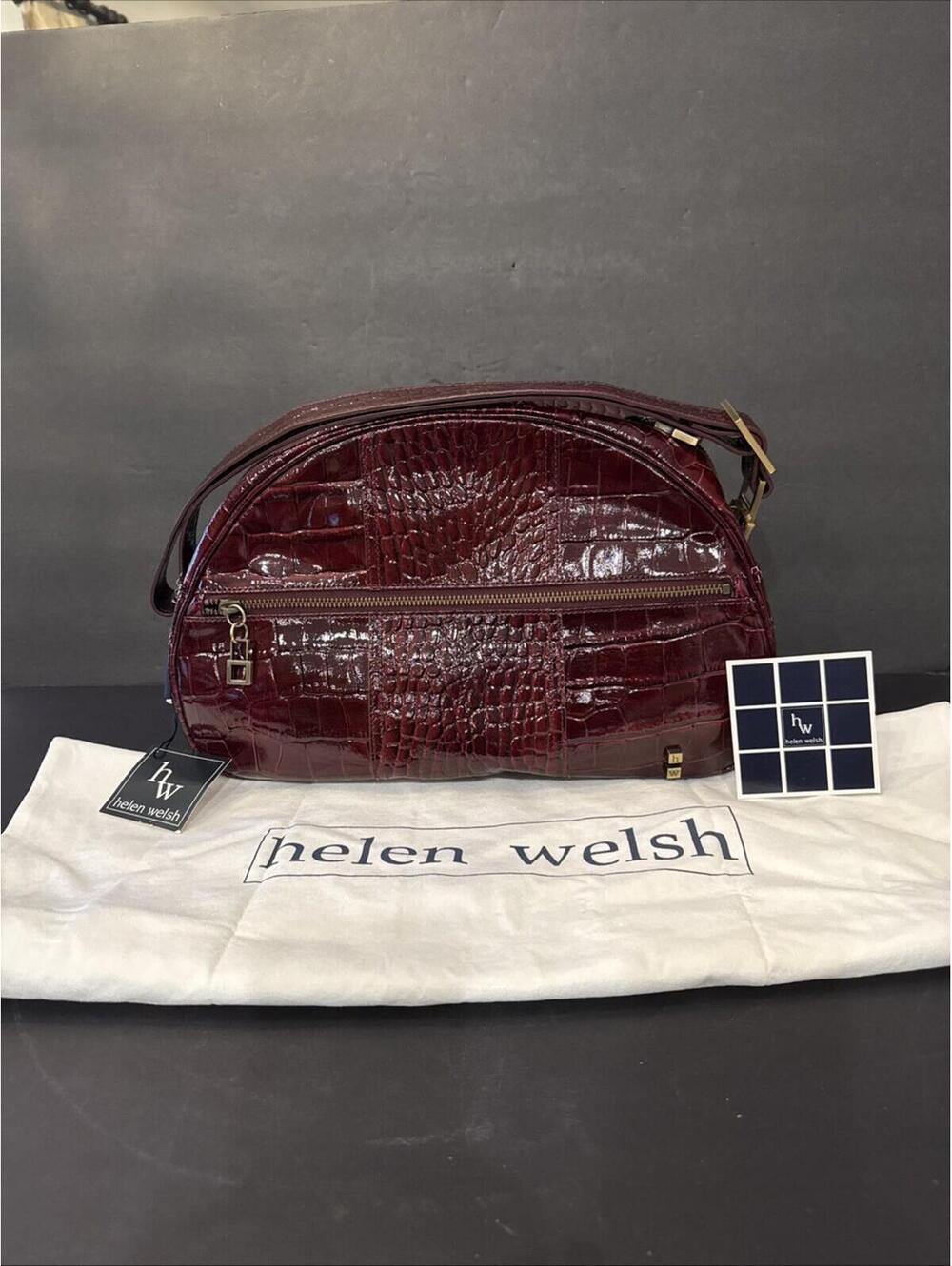 NEW Helen Welsh Crocodile Embossed Handbag Satchel W Dust Bag 14.25” W X 9.25” H